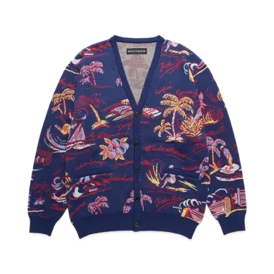 WACKO MARIA Jacquard Knit Cardigan "Navy"