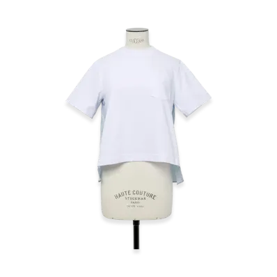 sacai Denim x Cotton Jersey T-Shirt "Off White/Light Blue"