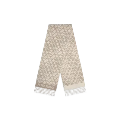 FENDI Wool & Cashmere FF Scarf "Gray"