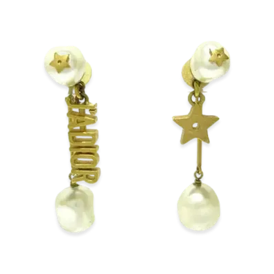 Dior J'Adior Star Drop Fake Pearl Earring "Gold"