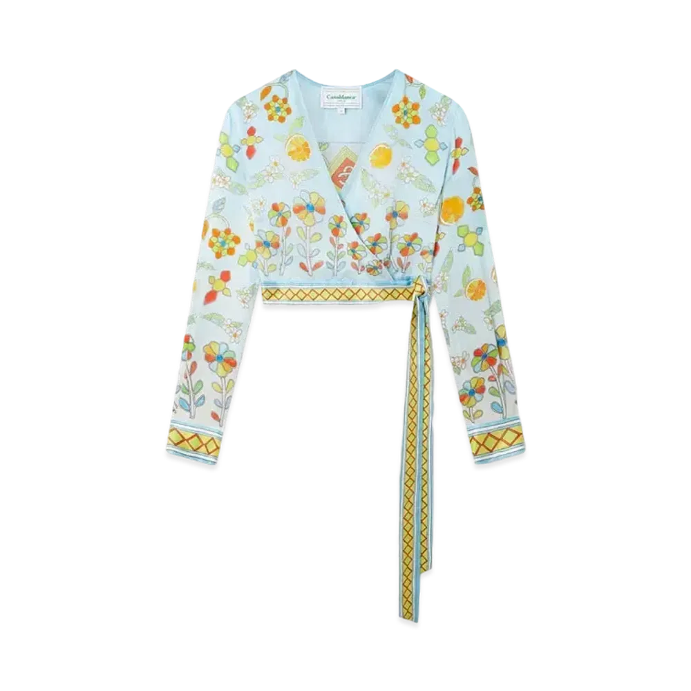 Casablanca Yoruba Flowers Wrap Blouse "Multi"