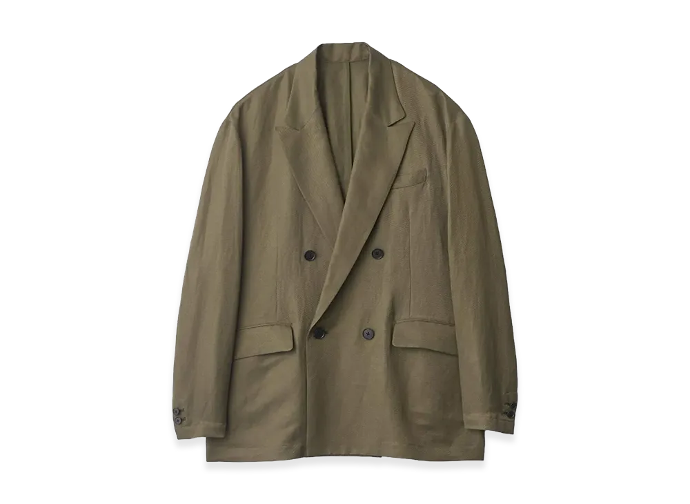 ssstein Silk Linen Twill Double Breasted Blazer "Khaki"