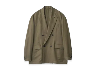 ssstein Silk Linen Twill Double Breasted Blazer "Khaki"