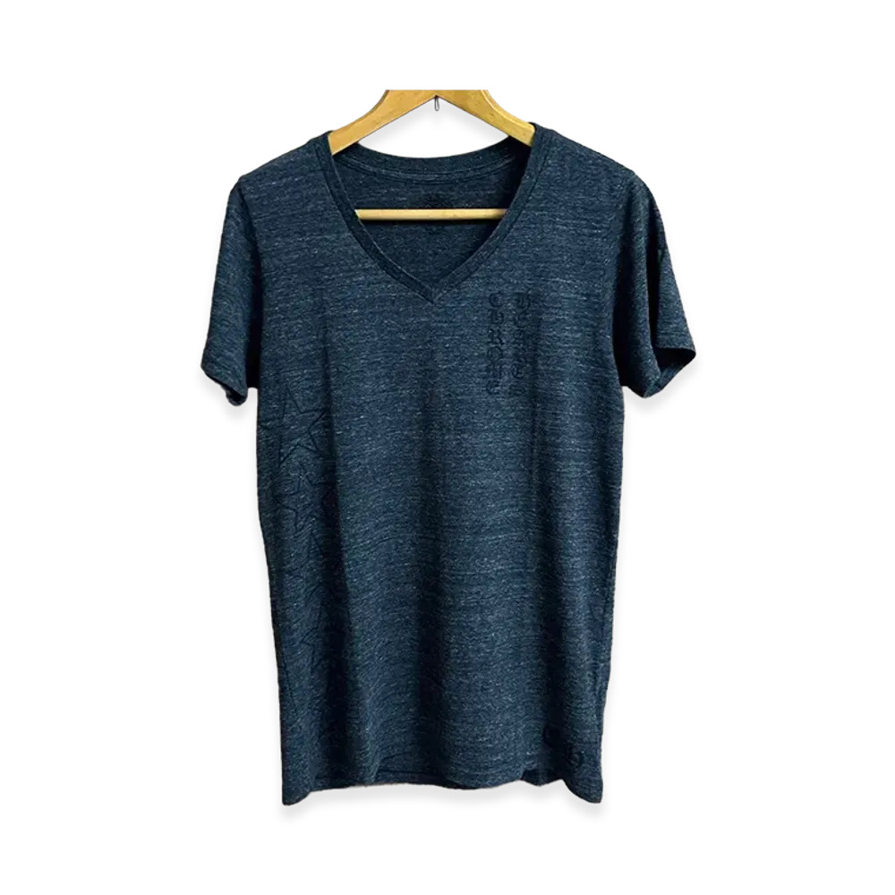 Chrome Hearts Logo Print V Neck T-Shirt "Dark Gray"