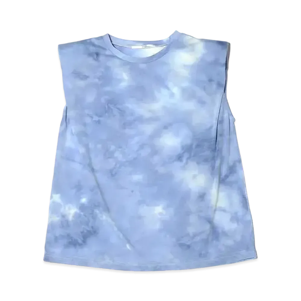 atmos pink Shoulder Pad Sleeveless Tops "Blue"
