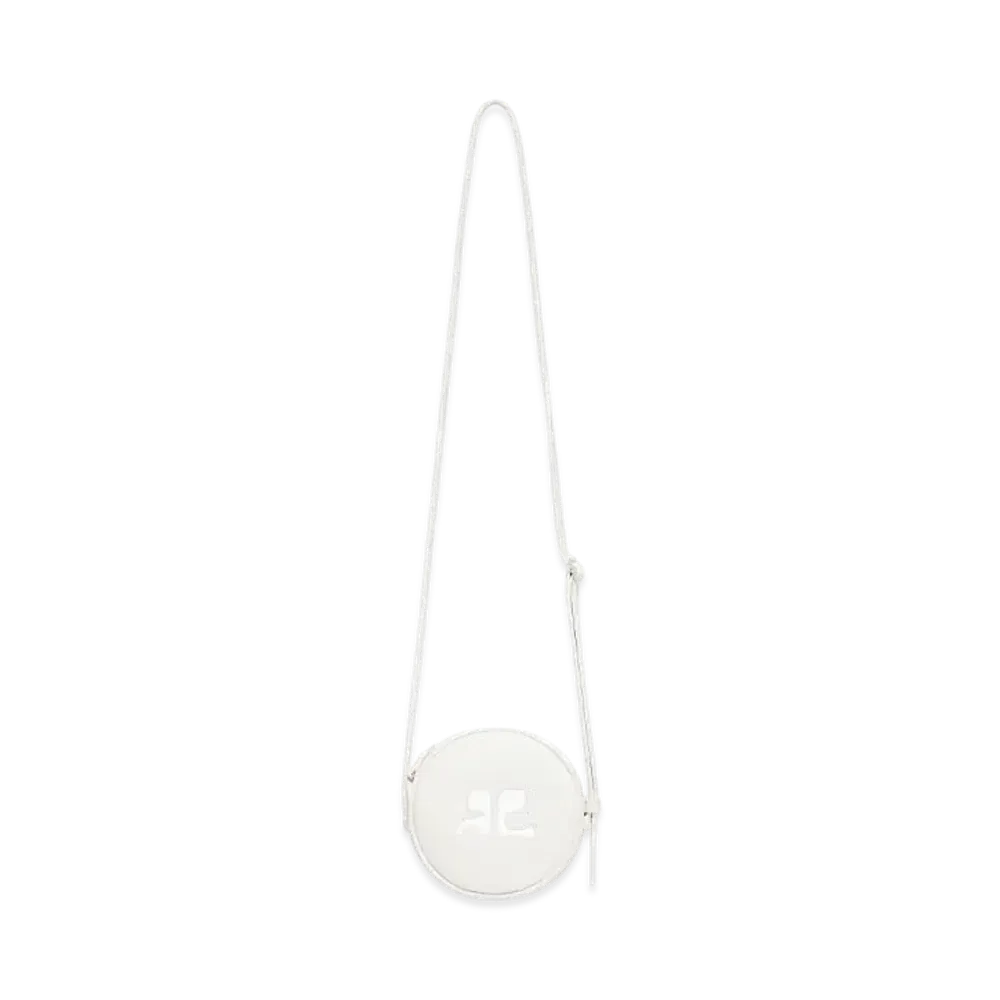 Courreges Reedition Leather Circle Bag "Heritage White"
