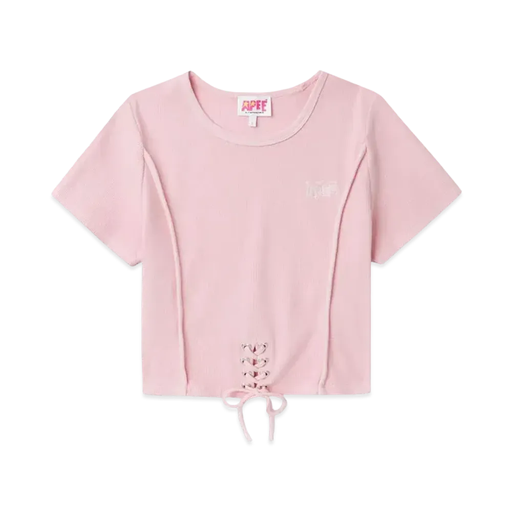 A BATHING APE Washed Lace Up Top "Pink"