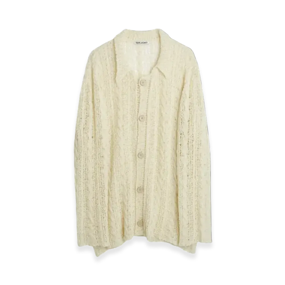 OUR LEGACY Big Cardigan Sheer Cable "White"