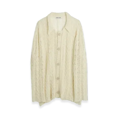 OUR LEGACY Big Cardigan Sheer Cable "White"