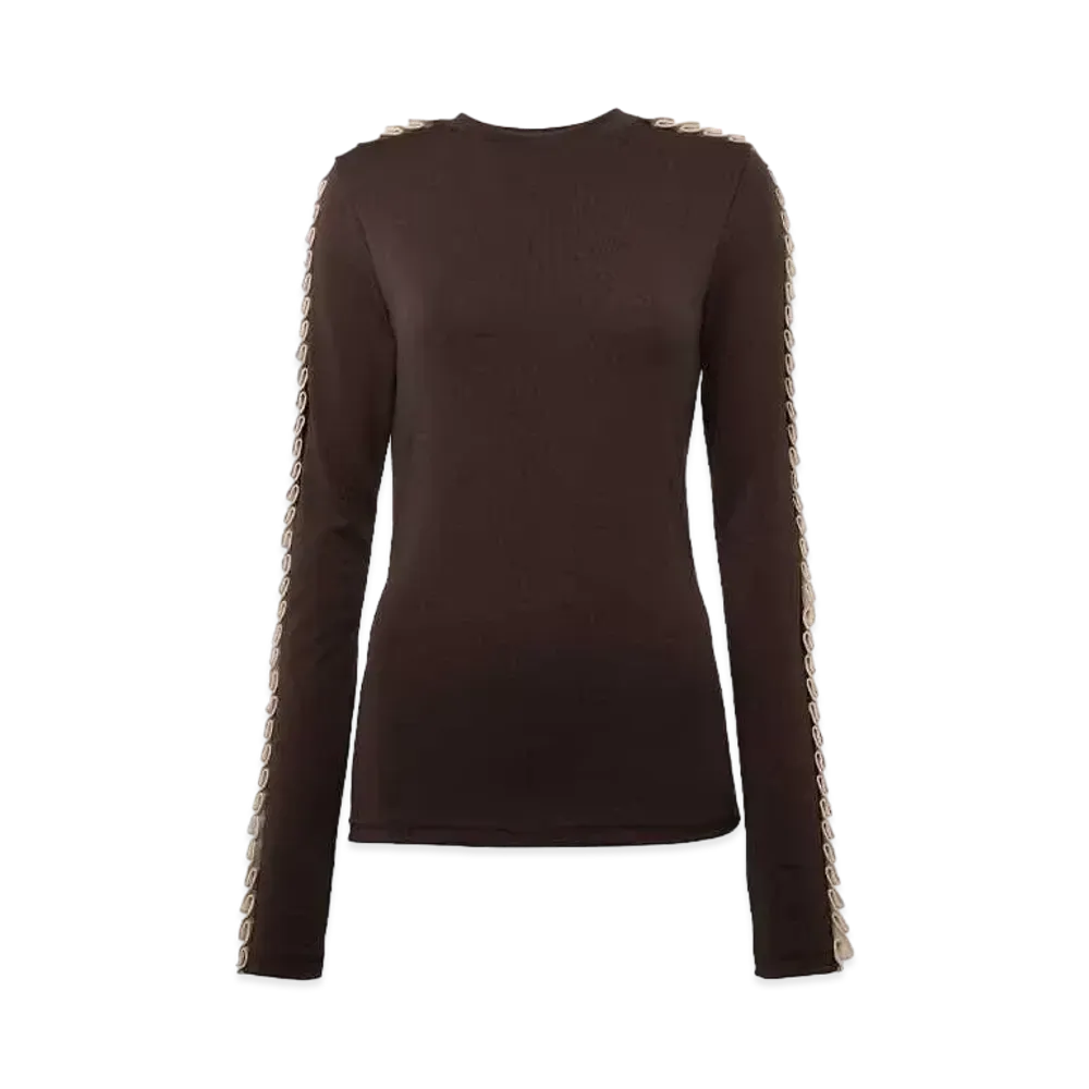 JW ANDERSON Pleated Trim Long Sleeve Top "Black"