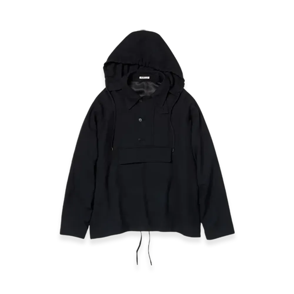 AURALEE Airy Wool Viyella P/O Anorak "Dark Navy"