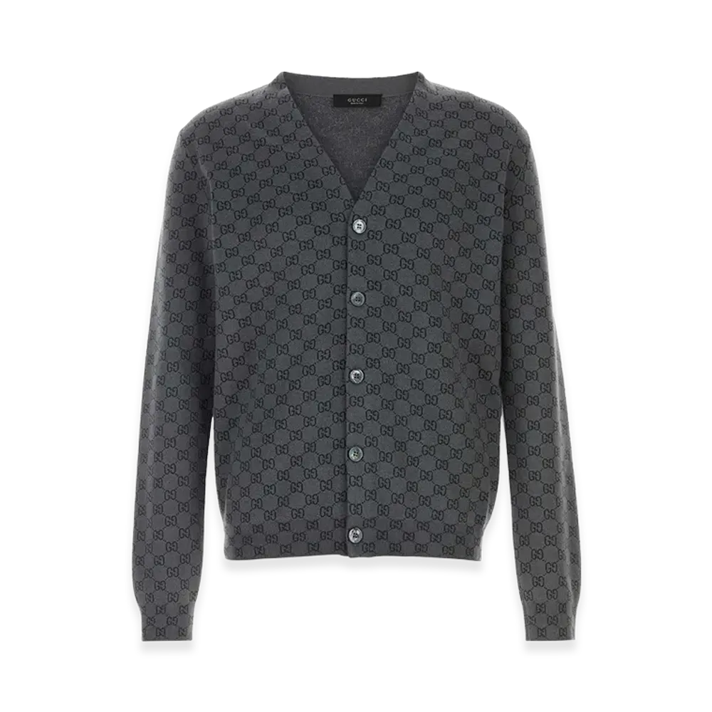GUCCI Embroidered Wool Blend Cardigan "Black"