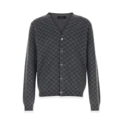 GUCCI Embroidered Wool Blend Cardigan "Black"