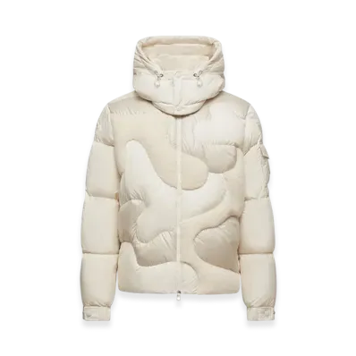 MONCLER Candes Hooded Teddy Intarsia Short Down Jacket "White"