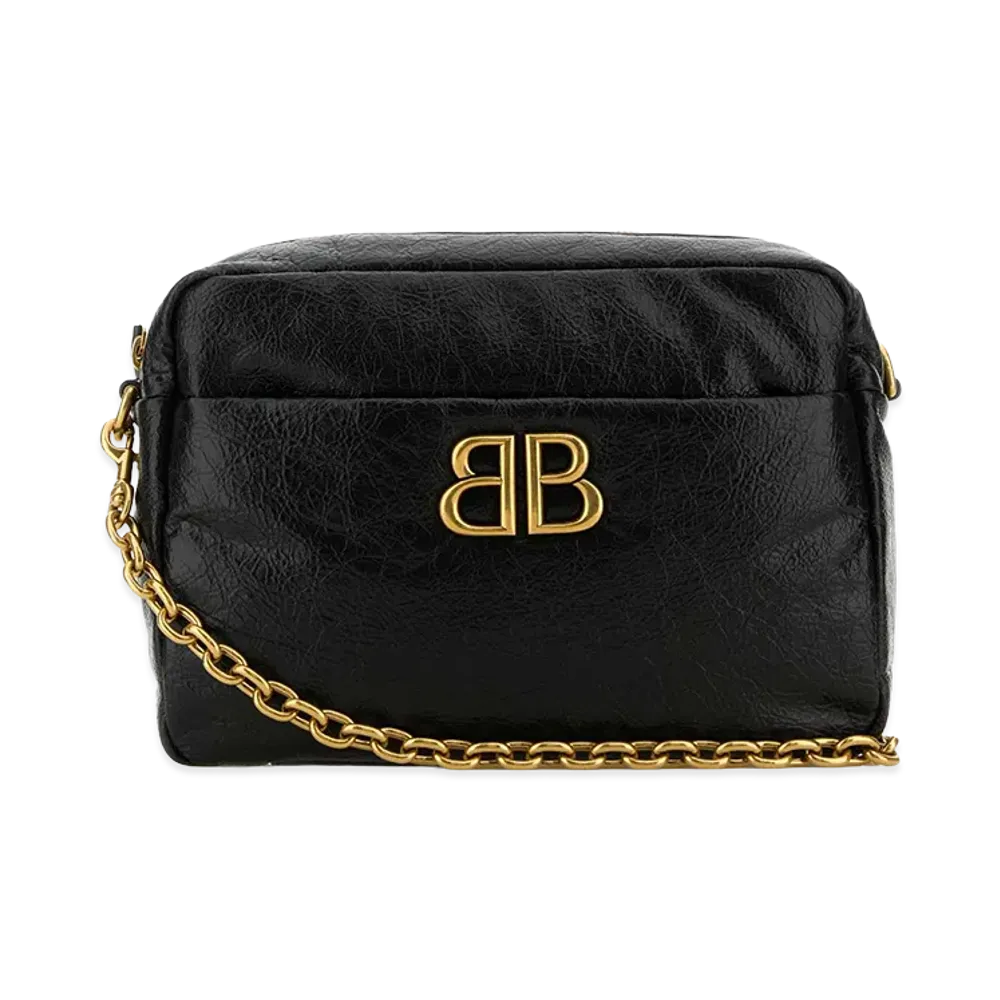BALENCIAGA Women's Leather Small Monaco Crossbody Bag "Black"