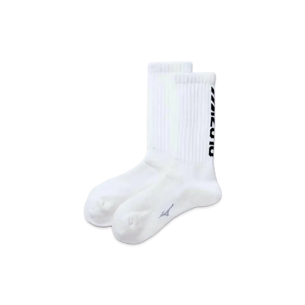 MIZUNO Dry Vector Pile Regular Socks "White/Black"