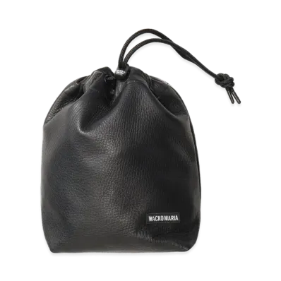 WACKO MARIA Leather Drawstring Bag "Black"