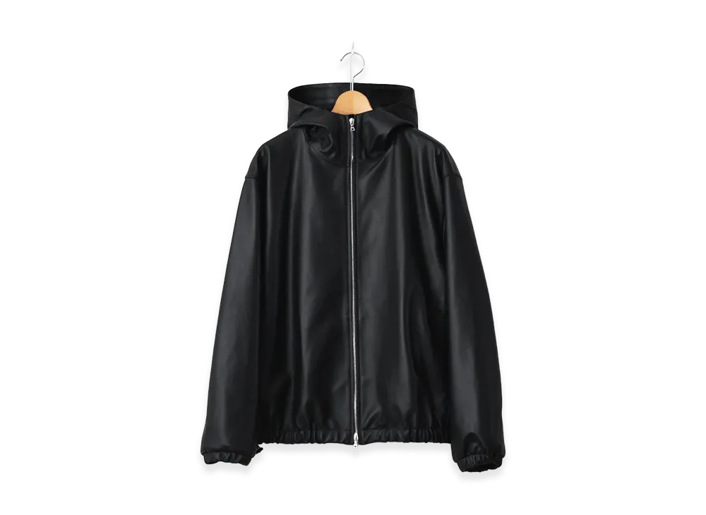 ssstein Leather Hooded Short Jacket "Black"