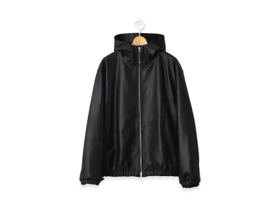 ssstein Leather Hooded Short Jacket "Black"