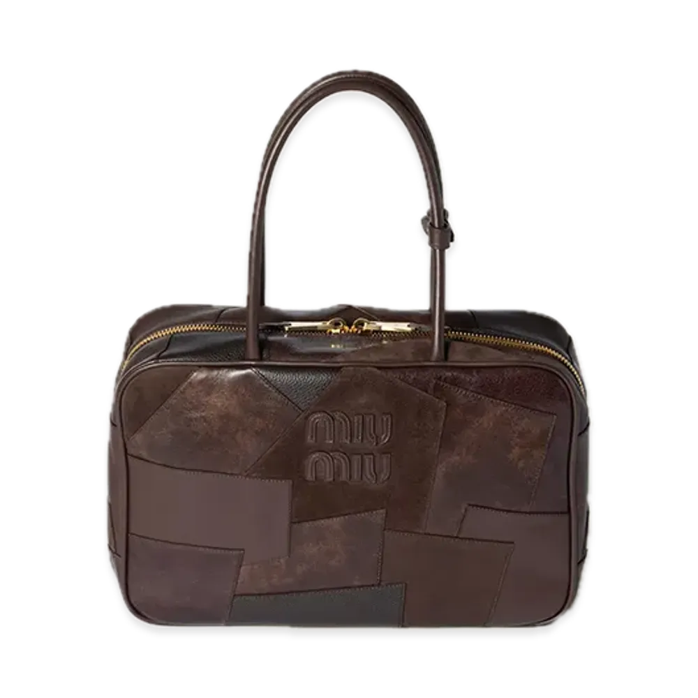 MIU MIU Leather Patchwork Bow Bag "Brown"