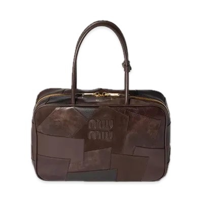 MIU MIU Leather Patchwork Bow Bag "Brown"