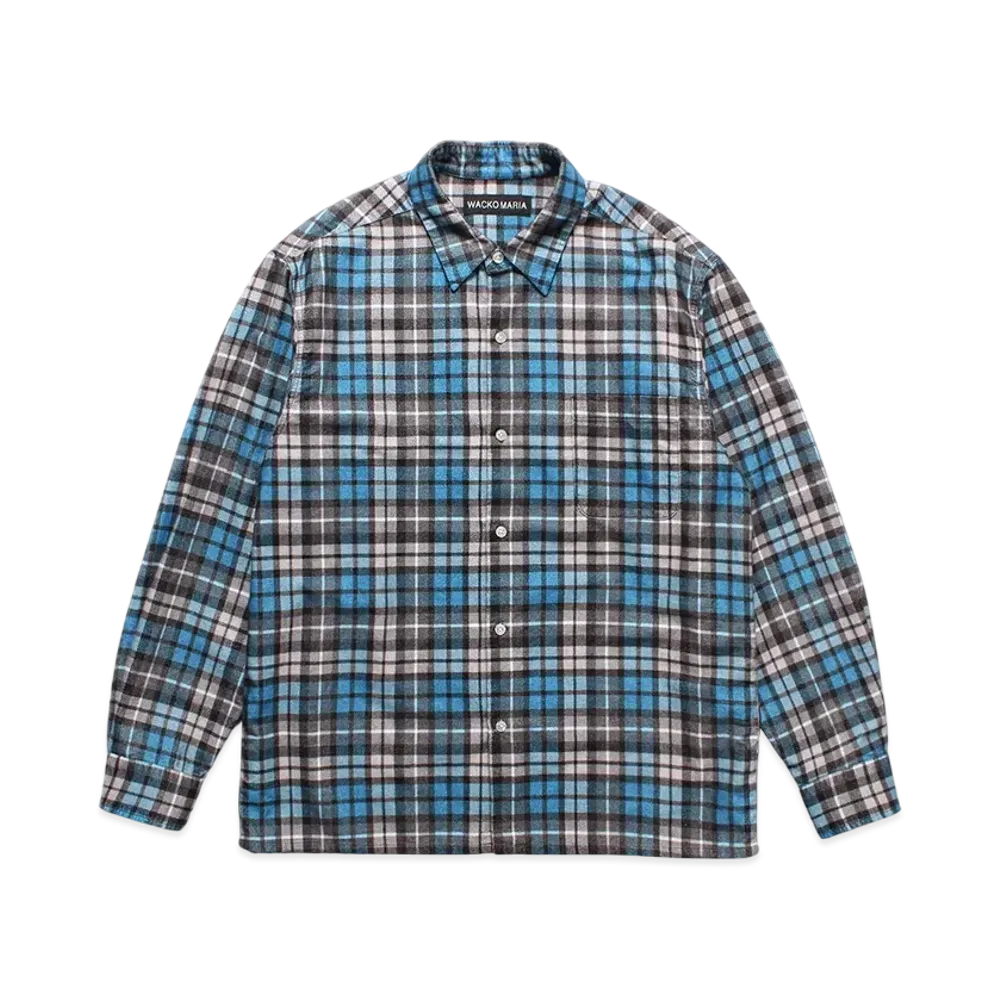 WACKO MARIA Check Flannel Regular Collar Shirt "Blue"