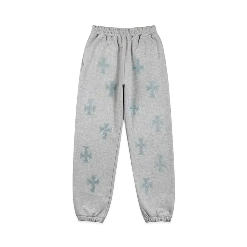 Unknown London Crosses Rhinestone Jogger "Grey"