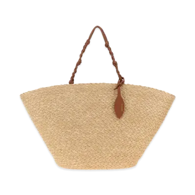 Jil Sander Women's Raffia Large Tangle Bucket Bag "Beige"