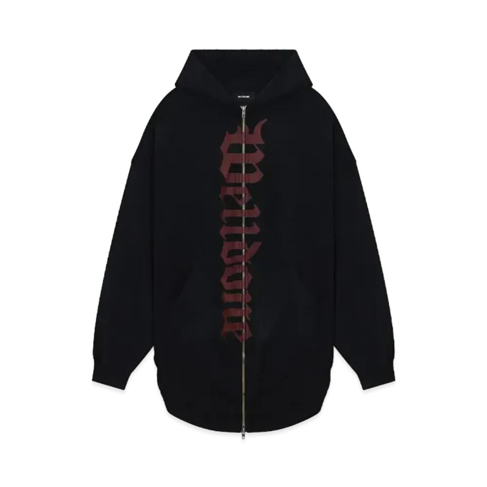 WE11DONE Oversized Long Zip-up Hoodie "Black"