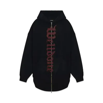 WE11DONE Oversized Long Zip-up Hoodie "Black"