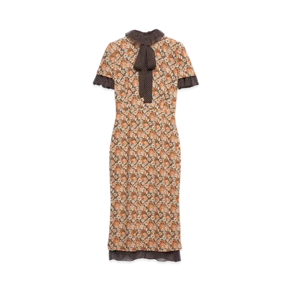 PRADA Women's Printed Georgette Dress "Beige"