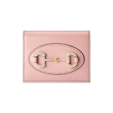 GUCCI Horsebit 1955 Card Case Wallet "Light Pink"