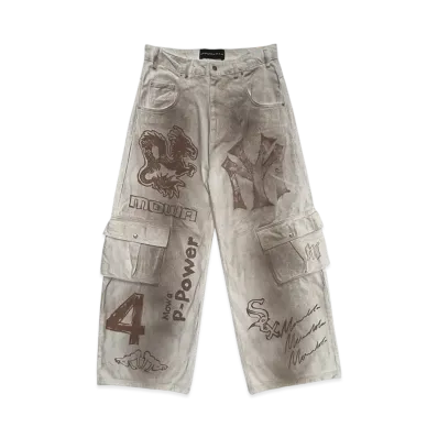 Travis Scott Cactus Jack x Mowalola Logo Trousers "White"