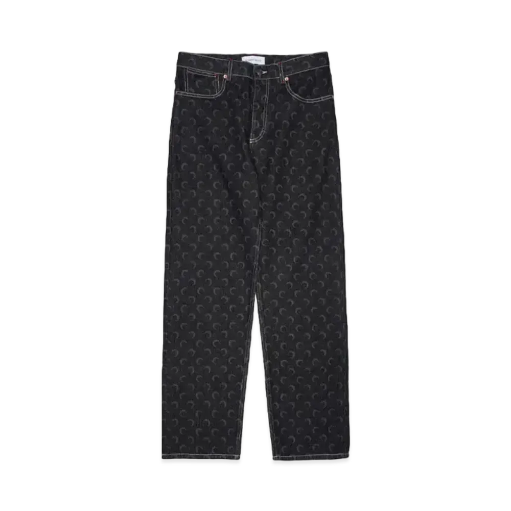 Marine serre MOON LASER DENIM STRAIGHT JEANS "BLACK"