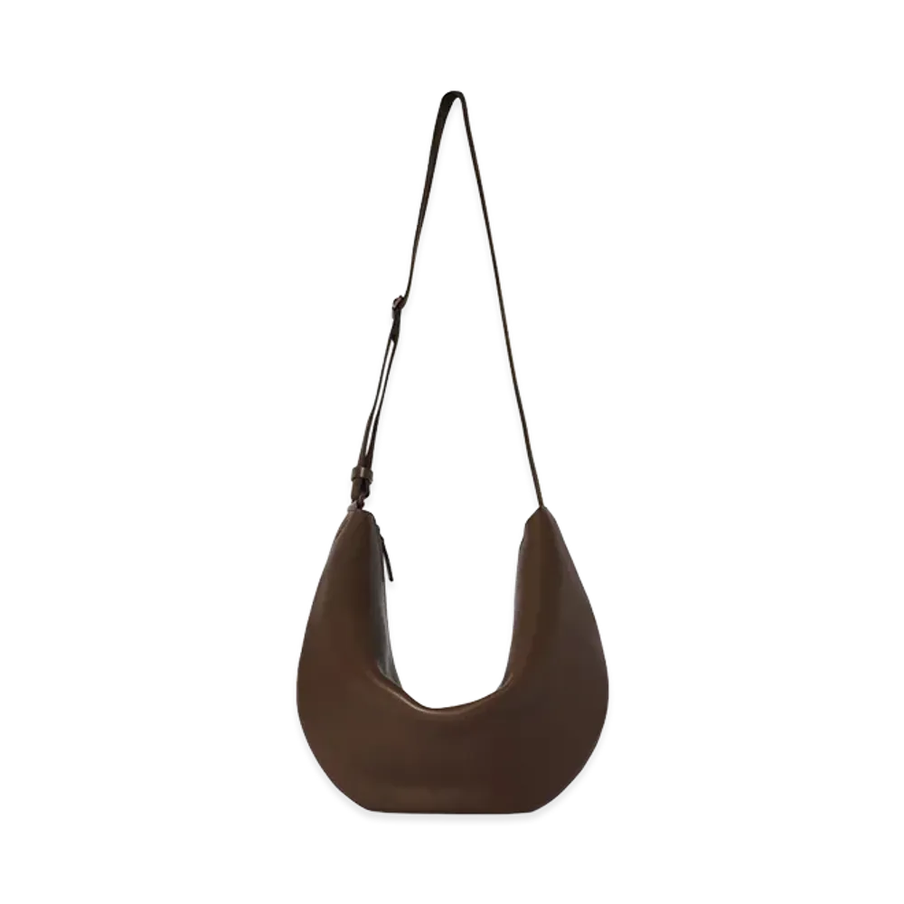 The Row Women's Crossbody Crescent Leather Bag "Deep Brown"