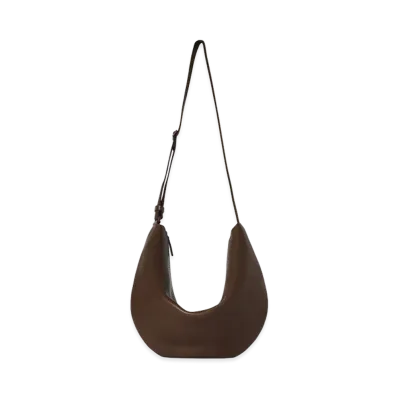 The Row Women's Crossbody Crescent Leather Bag "Deep Brown"