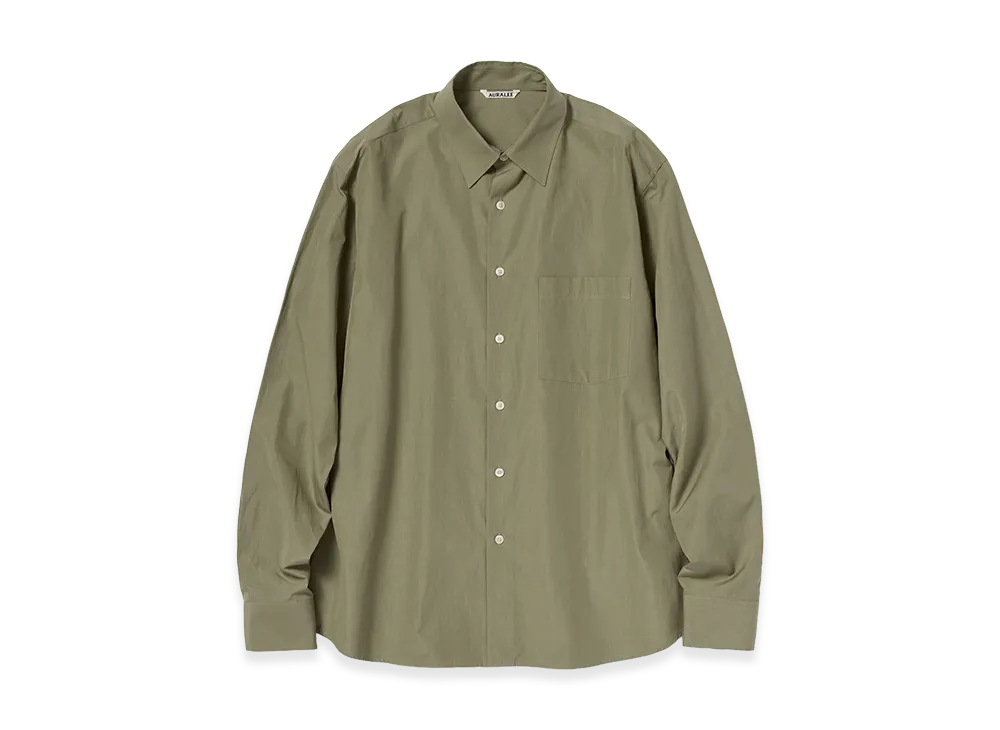 AURALEE Finx Light Weather Chambray Shirt "Olive Brown Chambray"