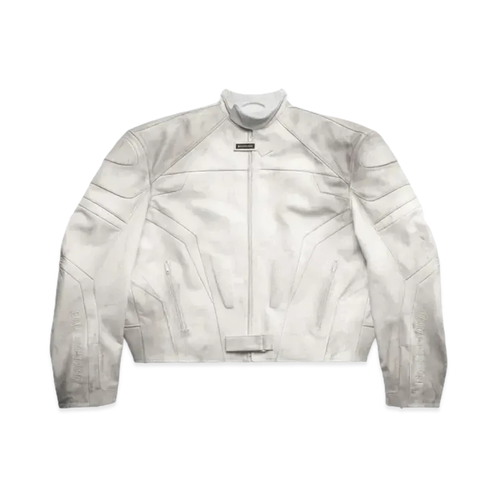 BALENCIAGA Men's Oversized Biker Jacket "White"