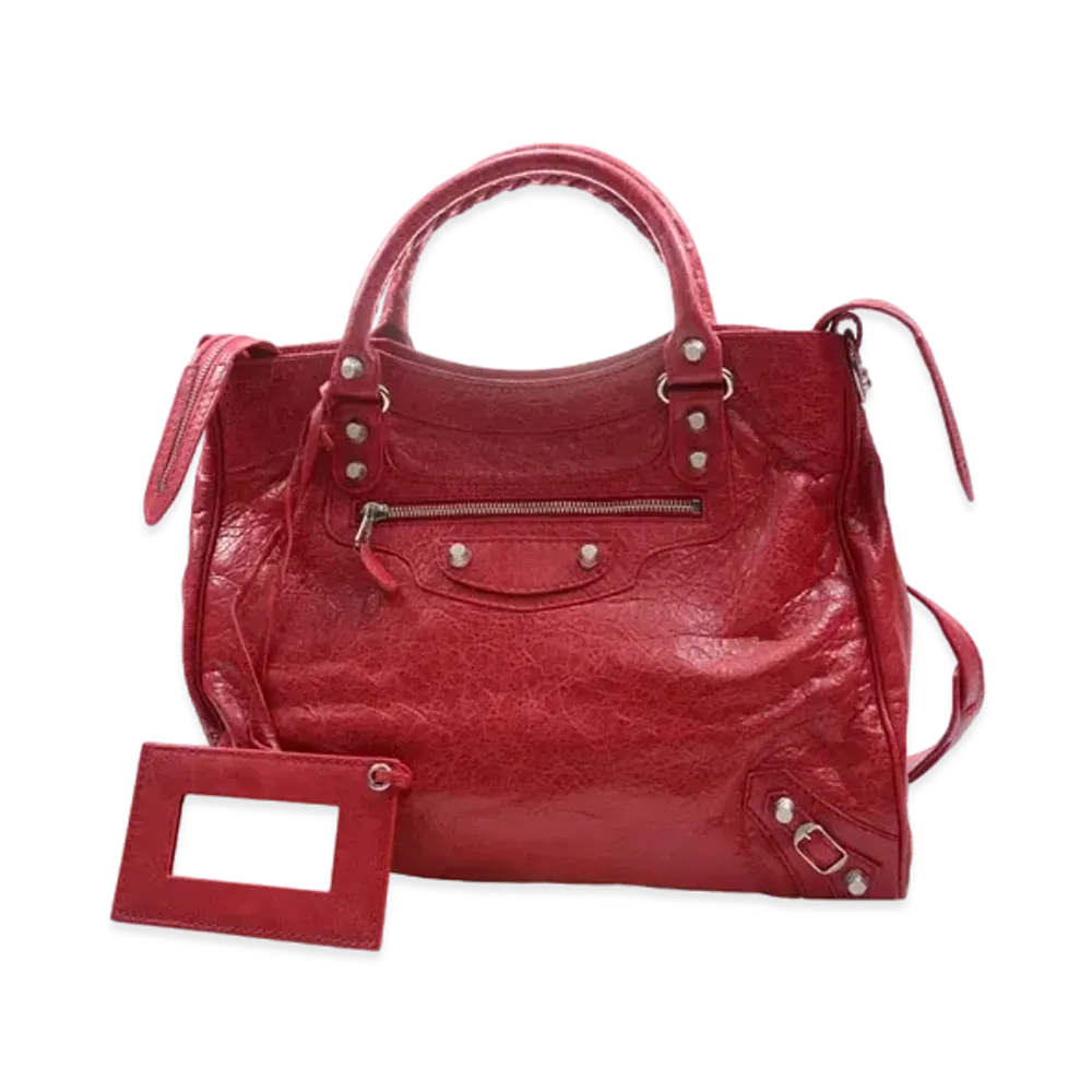 BALENCIAGA Giant Velo Handbag Lambskin "Red"