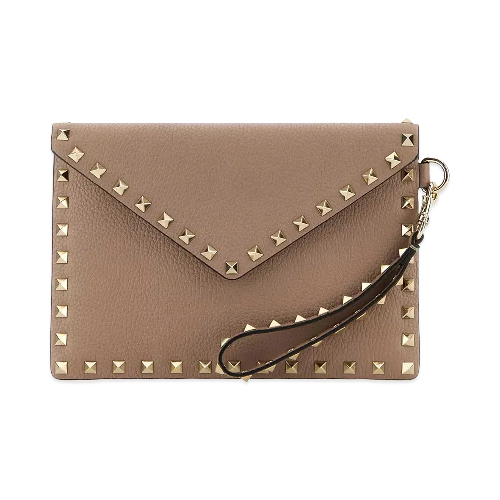 Valentino Women's Leather Rockstud Clutch "Antiqued Pink"
