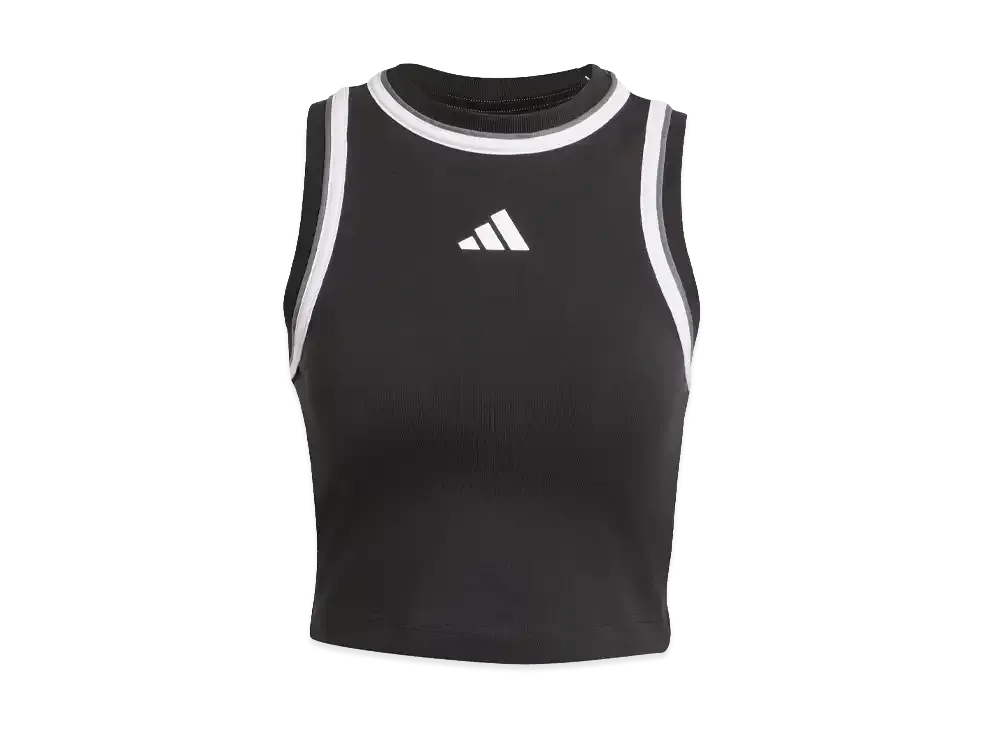 adidas Women's Essentials Color-Pop Cotton Crop Tank Top "Black"