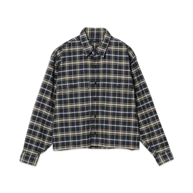 BEAMS Short Checked Shirt "Navy"