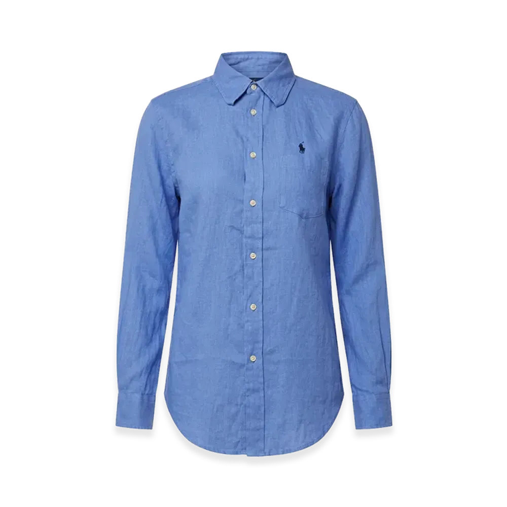 Polo Ralph Lauren Women's Logo One-Point Long Sleeve Linen Shirt "Blue"