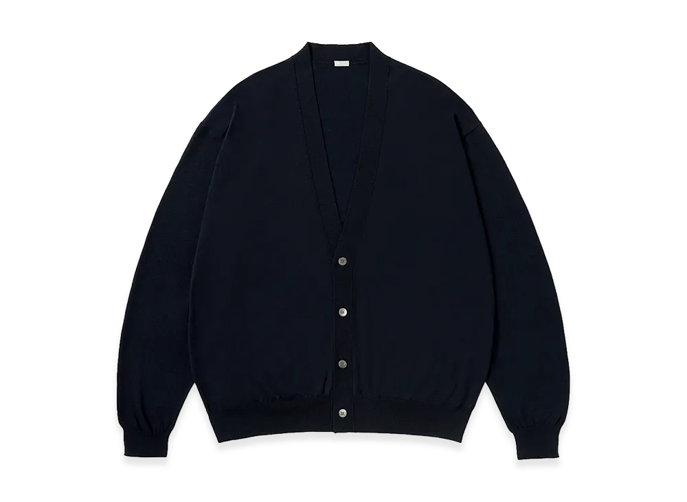 A.PRESSE Wool Cotton High Gauge Cardigan "Navy"
