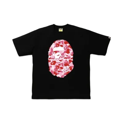 A BATHING APE ABC Camo Big Ape Head Relaxed Tee "Black/Pink"