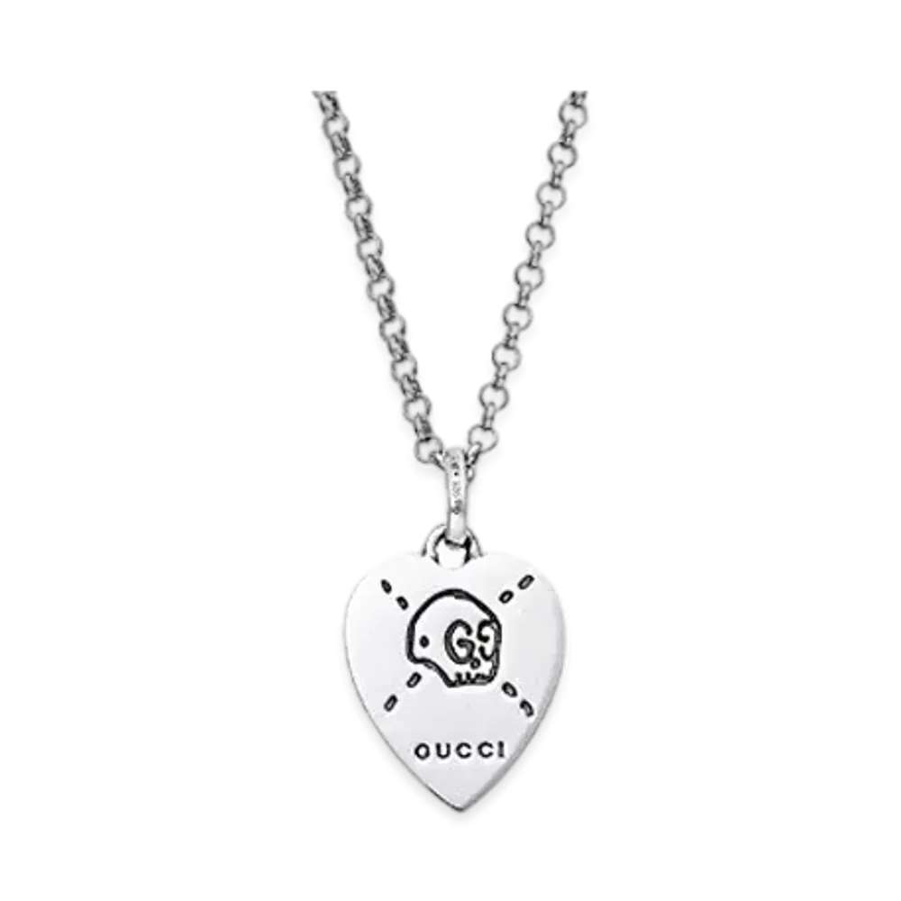 GUCCI Ghost Heart Necklace "Silver"