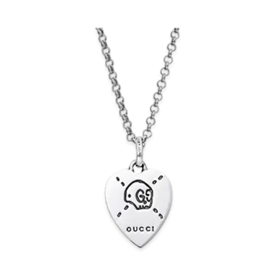 GUCCI Ghost Heart Necklace "Silver"