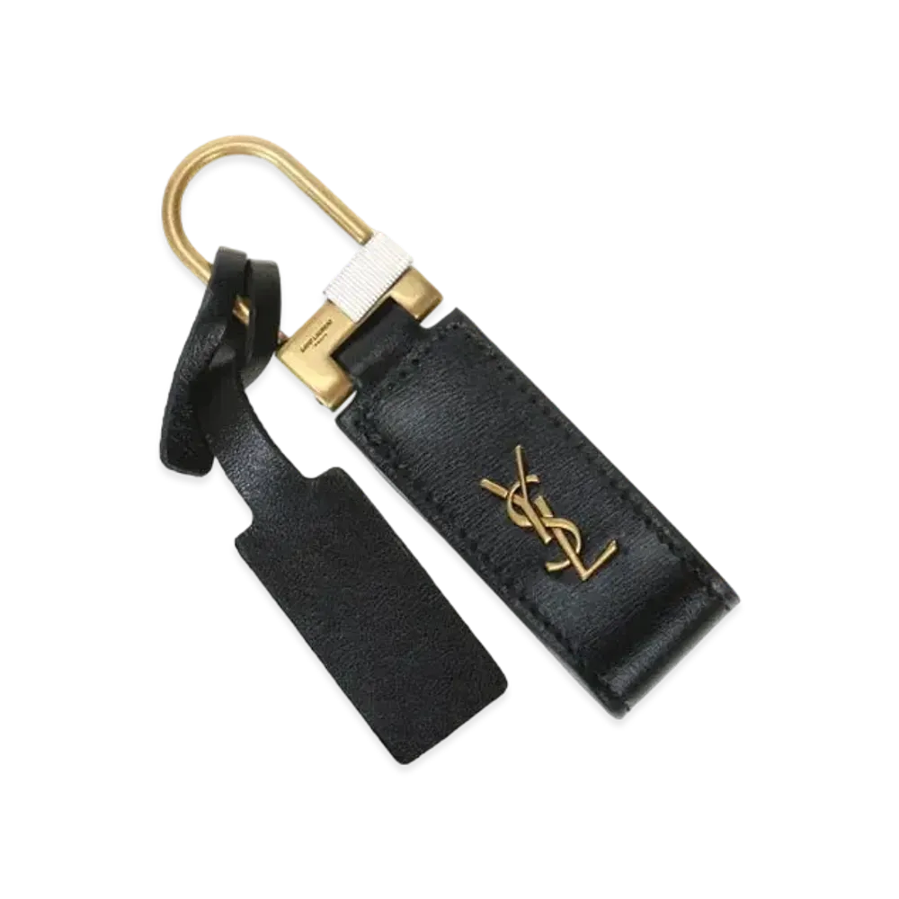SAINT LAURENT Saint Laurent Tiny Monogram Keyring In Smooth Leather "Black"