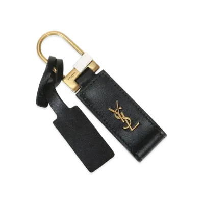 SAINT LAURENT Saint Laurent Tiny Monogram Keyring In Smooth Leather "Black"