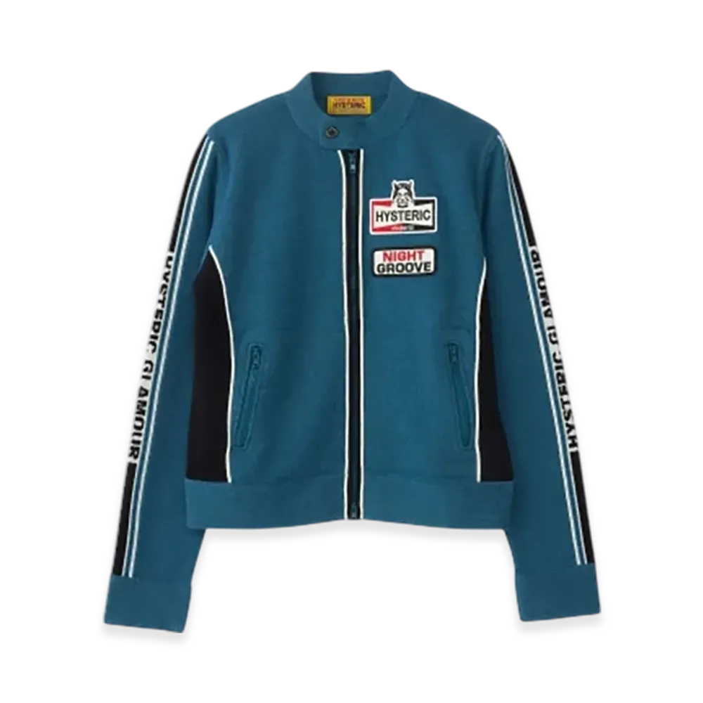 HYSTERIC GLAMOUR Unlimited Patch Single Riders Jacket "Blue"